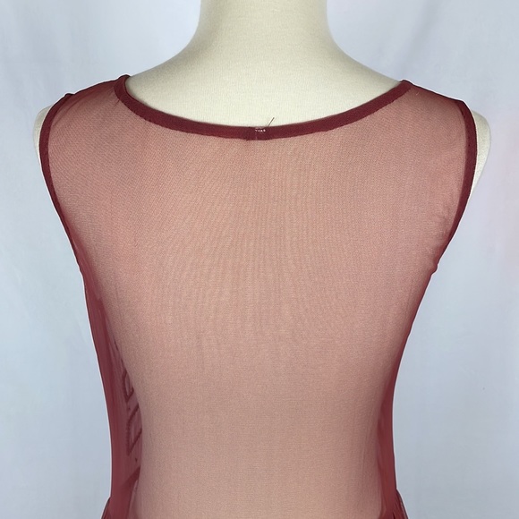 Free People Rust Sheer Mesh Boho Dress with Black Beading - Picture 9 of 13